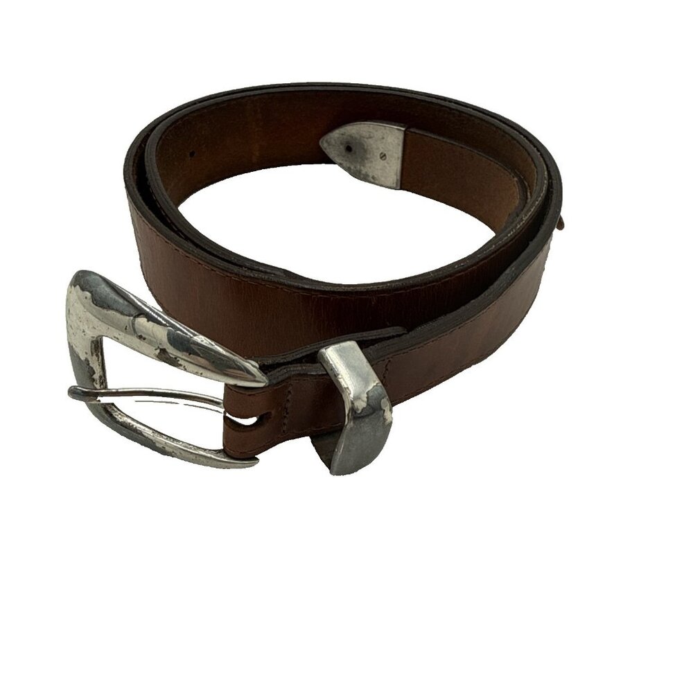 Brighton Brown Leather Belt Mens 36 Golf Belt Embrossed  Concho Made USA